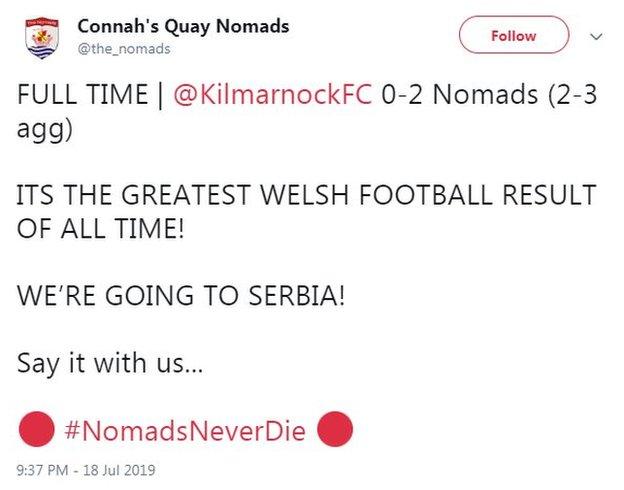 Connah's Quay tweet