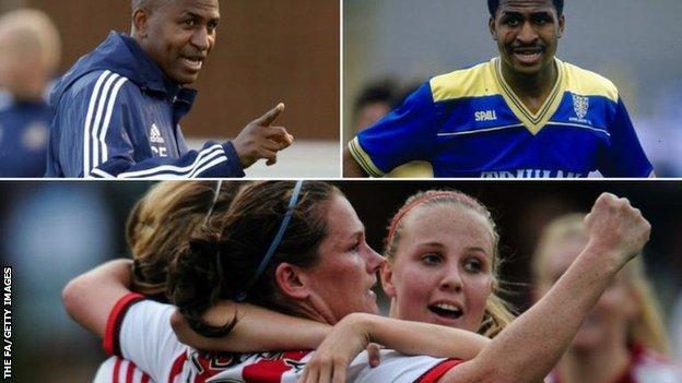 Carlton Fairweather the manager (top left) the player (right) and his Sunderland players (bottom)