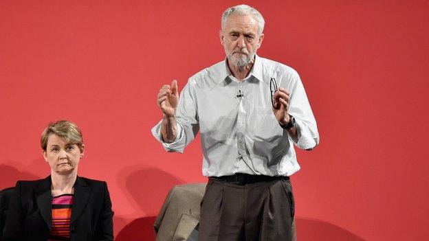 Jeremy Corbyn and Yvette Cooper