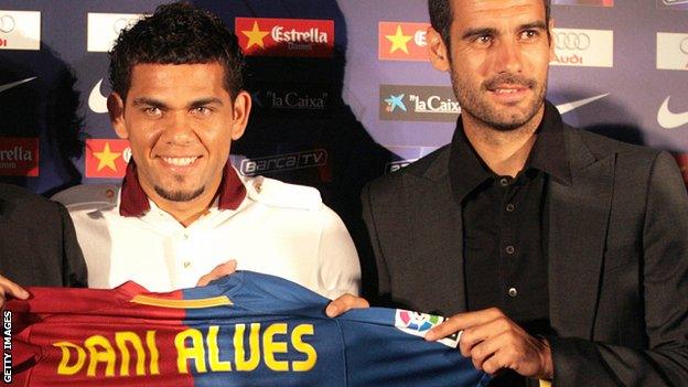 Dani Alves and Pep Guardiola