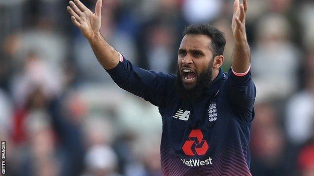 Adil Rashid appeals for a wicket during a one-day international match fro England