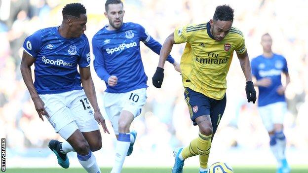 Pierre-Emerick Aubameyang, Yerry Mina, Gylfi Sigurdsson, Everton, Arsenal