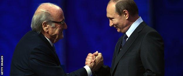 Sepp Blatter and Vladimir Putin