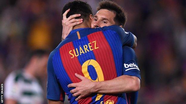 Lionel Messi and Luis Suarez