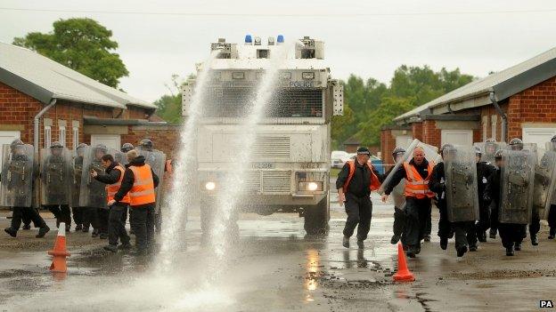 Police training with water cannon in 2013