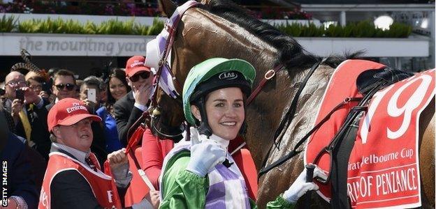 Michelle Payne after her Melbourne Cup win