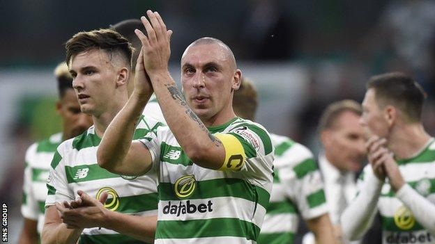 Celtic captain Scott Brown will make his 100th European appearance against AEK Athens