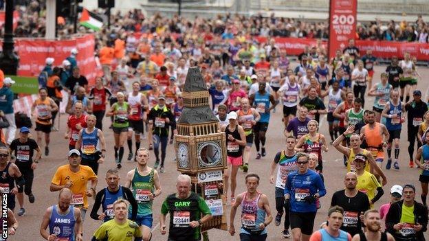 General shot of runners at the 2019 London Marathon