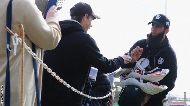 Moeen Ali was a popular target for autograph hunters at Nevil Road