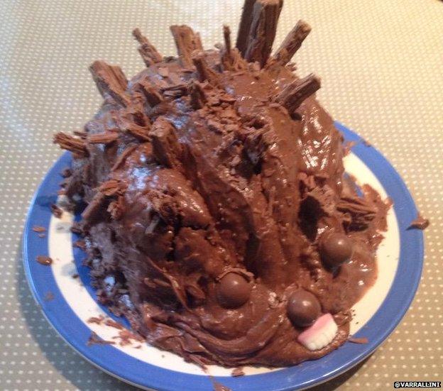 Squished hedgehog cake