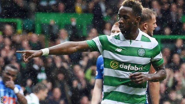 Moussa Dembele celebrates his first goal for Celtic