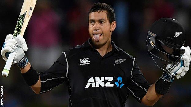 New Zealand's Ross Taylor celebrates his century