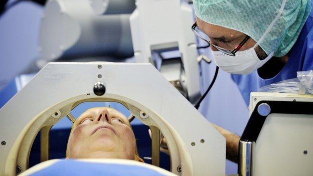 patient undergoing deep brain stimulation