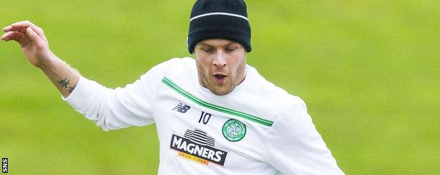 Celtic striker Anthony Stokes in training