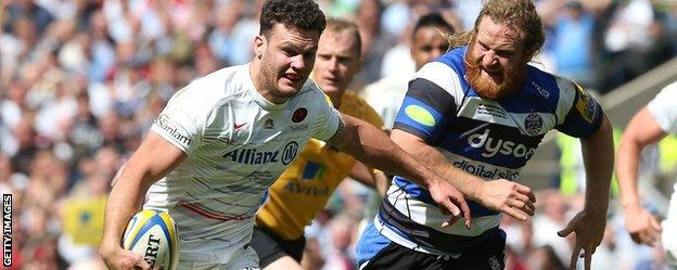 Duncan Taylor in action for Saracens against Bath