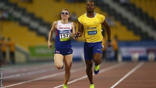 Libby Clegg and guide Mikail Huggins