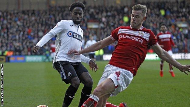 Adam Webster tackles Nathan Dyer