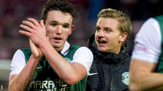 Hibernian's John McGinn celebrates