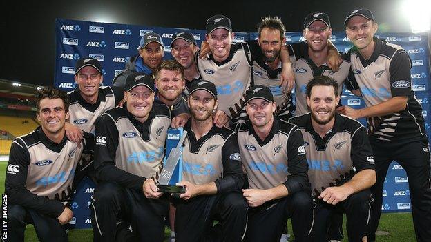 New Zealand with the Twenty20 series trophy