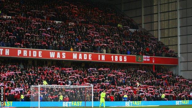 Sold out Trent End at Nottingham Forest