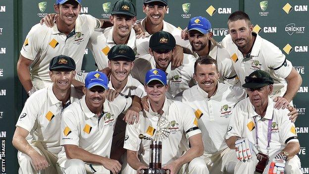 Australia with the Test series trophy