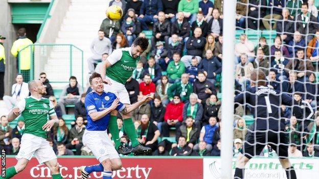 Darren McGregor opened the scoring at Easter Road with a looping header