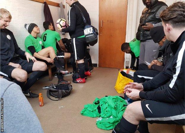 Grenfell Athletic in the changing room preparing for a game