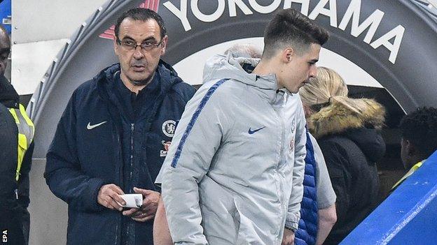 Chelsea manager Maurizio Sarri (left) and keeper Kepa Arrizabalaga