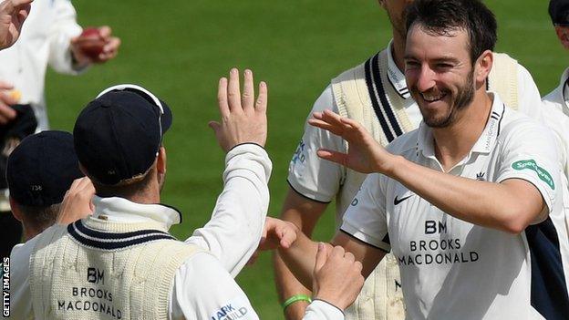 Toby Roland-Jones celebrates