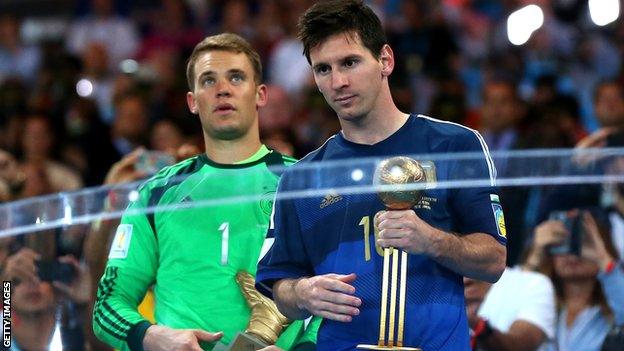 Lionel Messi with the World Cup golden ball