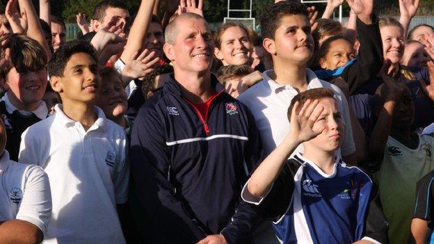 Stuart Lancaster and his players have spent time with children who are new to rugby union