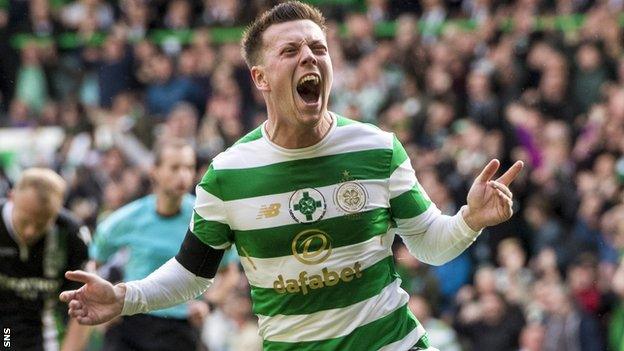 Callum McGregor celebrates scoring Celtic's equaliser