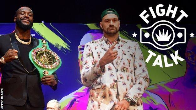 Briton Tyson Fury and American Deontay Wilder at a press conference for their 22 February rematch