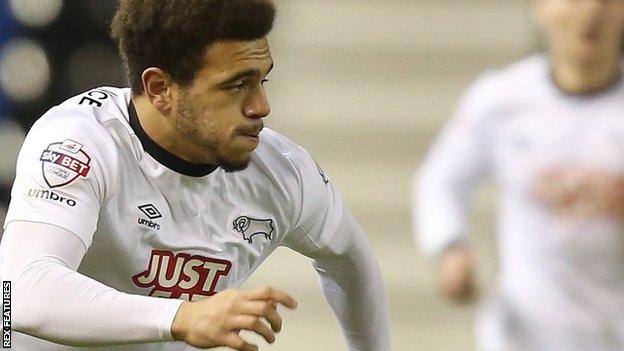 Mason Bennett in action for Derby County