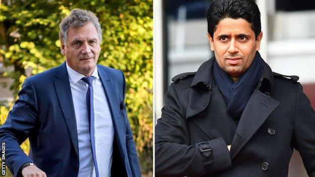 Split image of Jerome Valcke and Nasser Al-Khelaifi