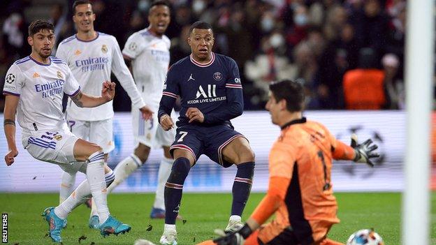 Kylian Mbappe scores against Real Madrid