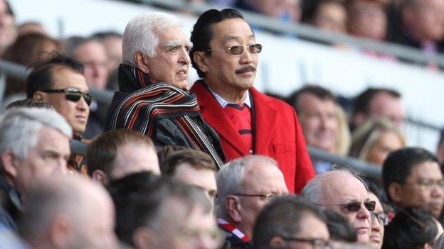 Sam Hammam and Vincent Tan at the Cardiff City Stadium