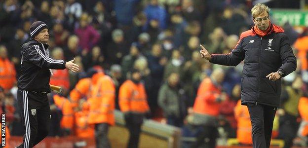 Jurgen Klopp refuses a handshake with West Brom's first-team coach Mark O'Connor