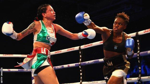 Nicola Adams in action against Isabel Millan in October 2018