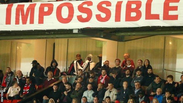 Paul Pogba in the stands at Old Trafford on Tuesday