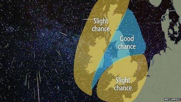 The Met Office's predictions on the chance of clear skies