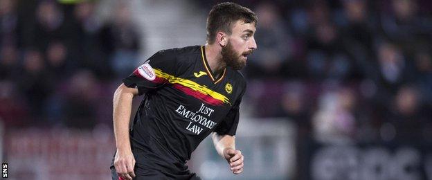 Steven Lawless in action for Partick Thistle against Hearts