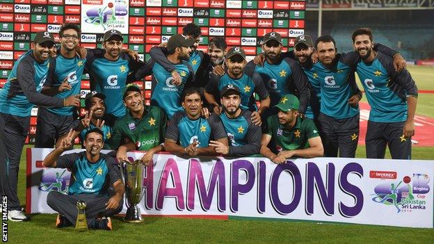 Pakistan with the ODI series trophy