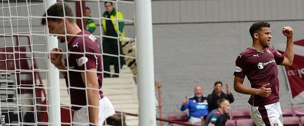 Hearts players celebrating