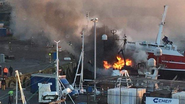 Peterhead harbour fire