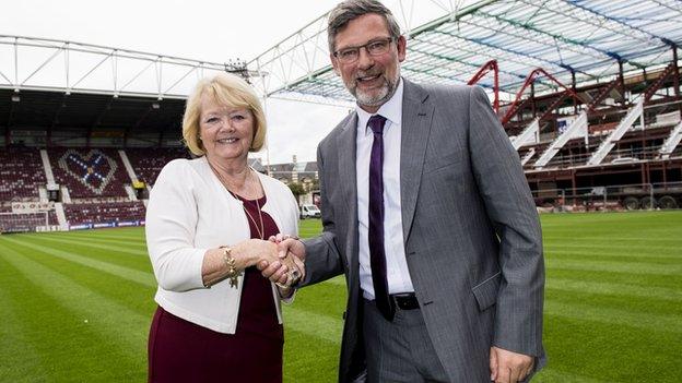 Hearts owner Ann Budge with manager Craig Levein