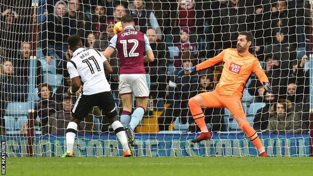 James Chester scores against Derby