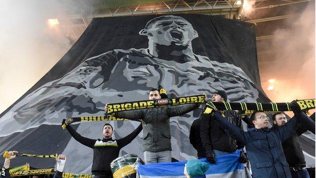 A giant tifo of Emiliano Sala