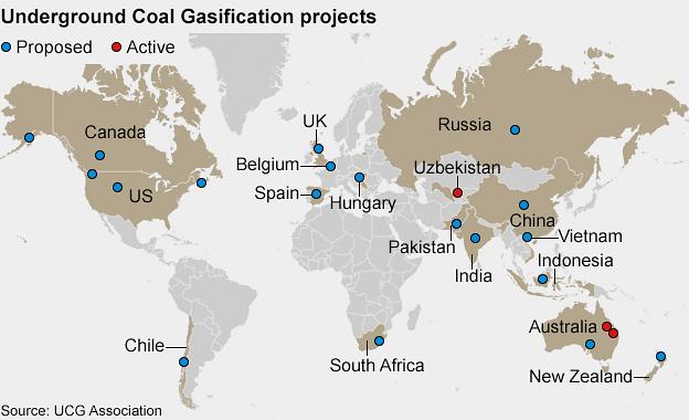 Map of UCG projects