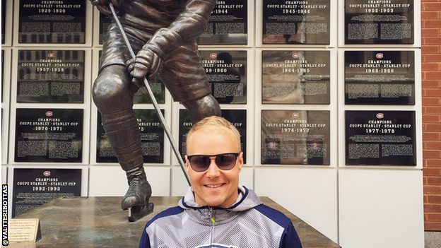 Finland's Valtteri Bottas outside ice hockey stadium